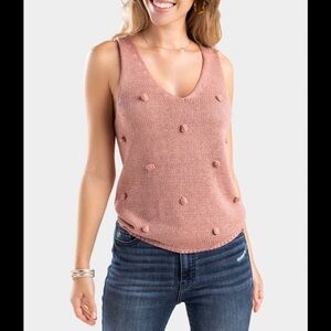 Mauve Knit Ball Sweater Tank-L